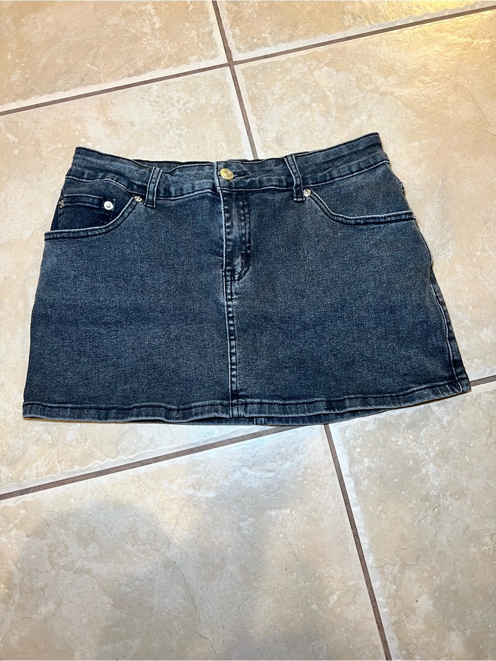 Edikted Black Wash Denim Mini Skirt